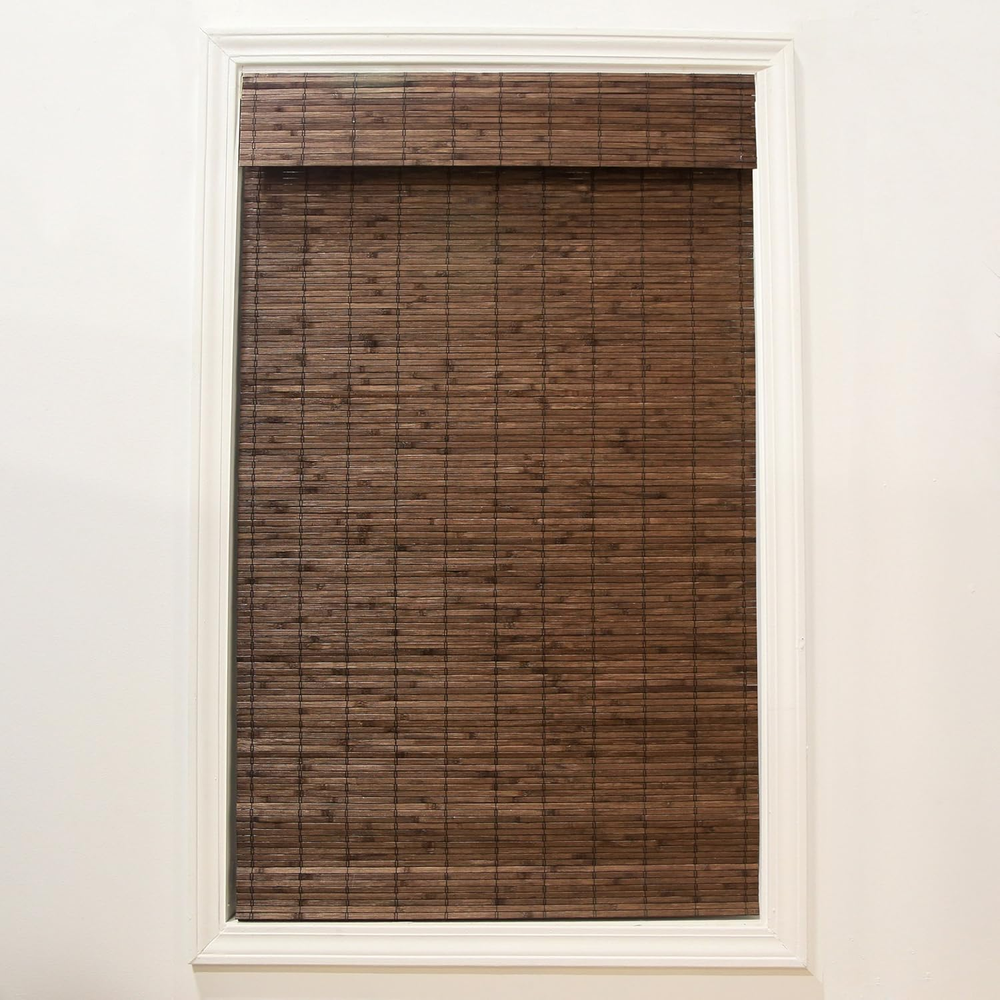 Cordless Bamboo Roman Shades for Windows - Flatstick Semi-Private Bamboo Blinds