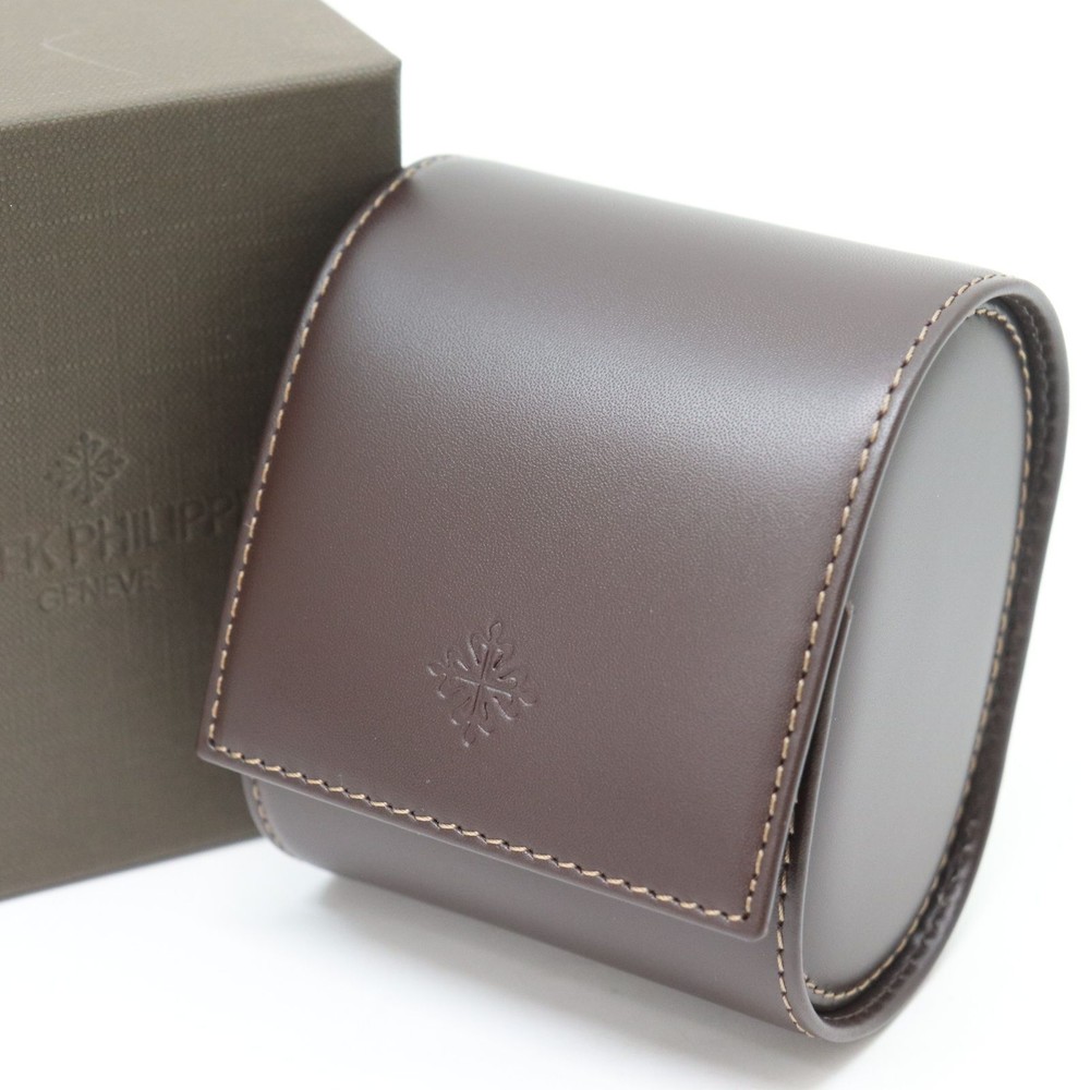 PATEK PHILIPPE Brown Leather Watch Case Empty Travel Storage Pouch mzmr A