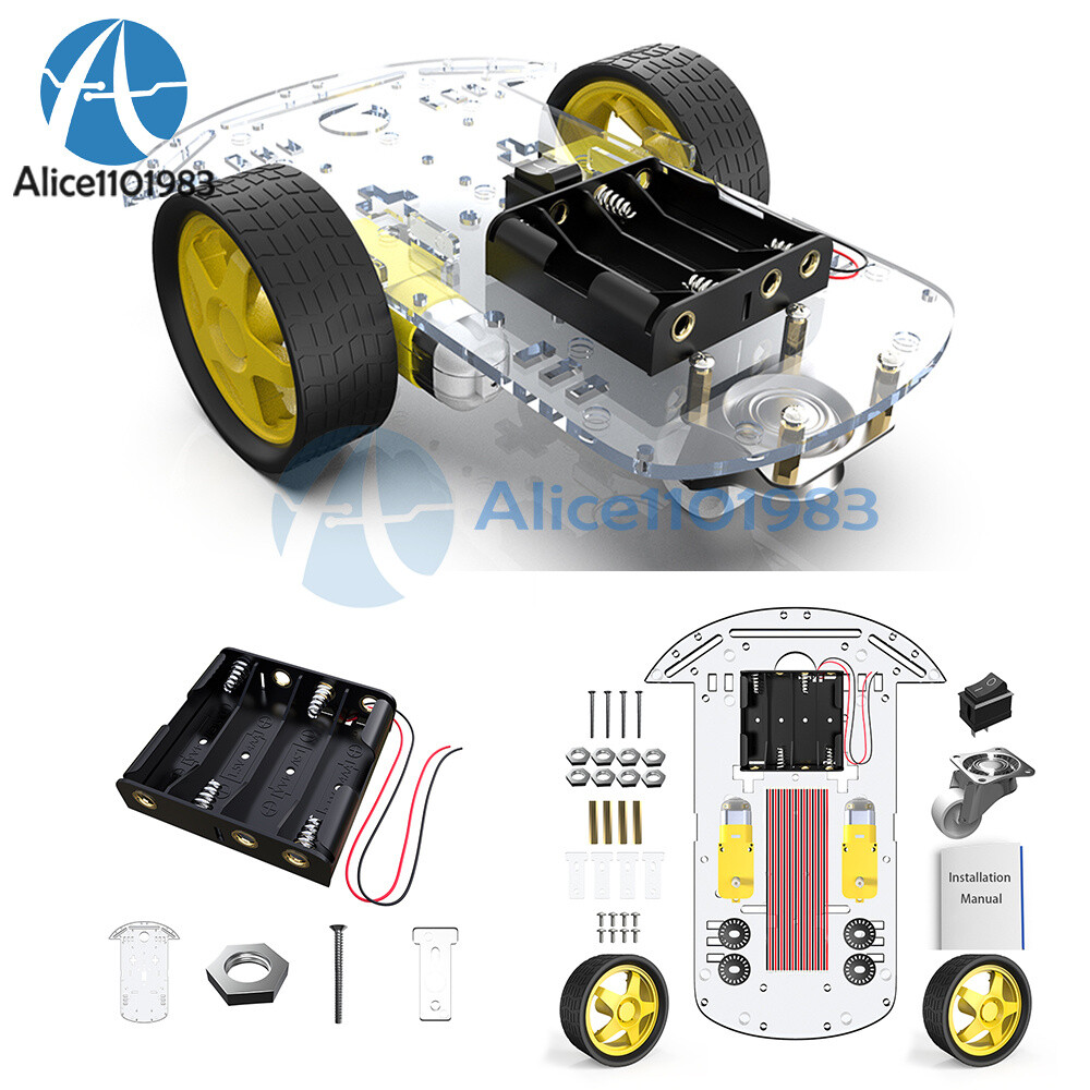 2WD Smart Robot Car Chassis Kit w/ Speed Encoder Battery Box for Arduino 2 Motor