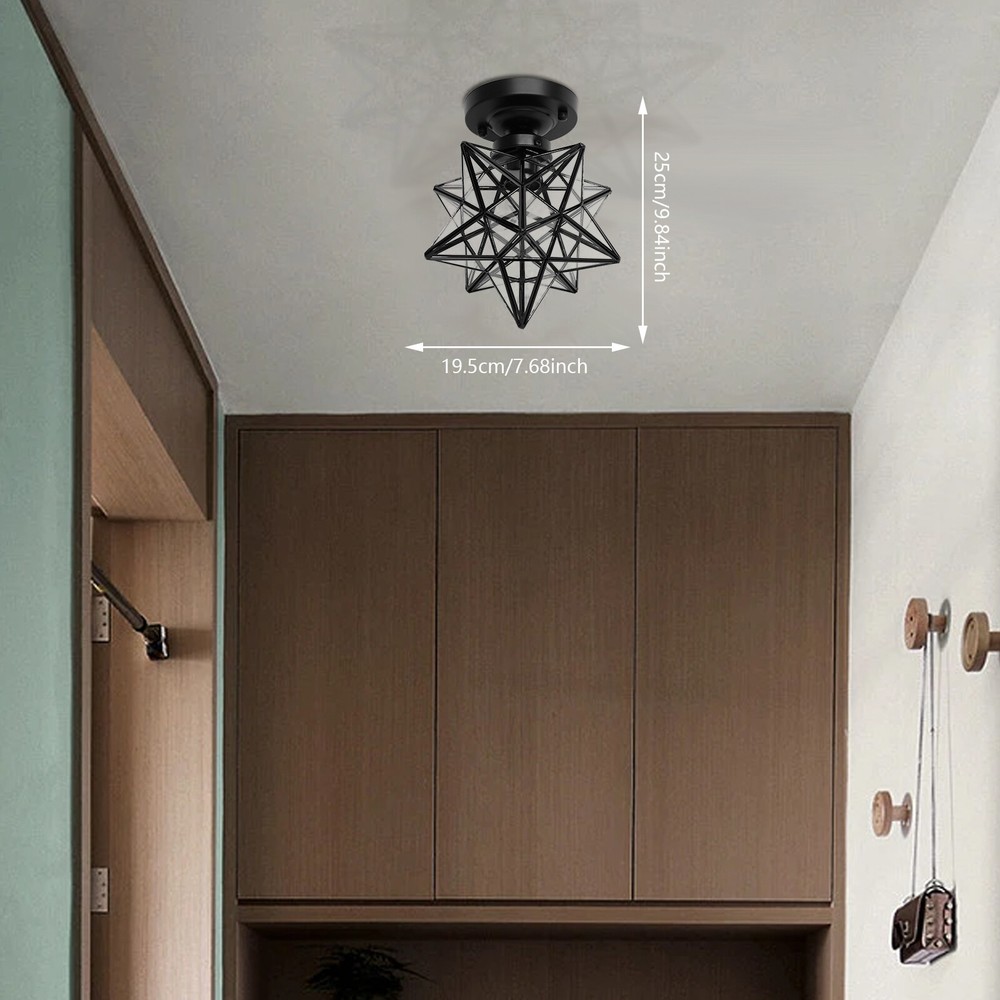 Modern Moravian Star Flush Mount Ceiling Light Lamp Glass Lighting Fixture Black