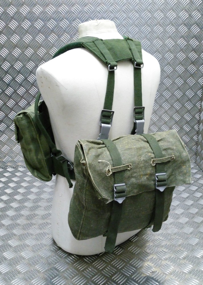 Genuine Vintage Army Heavy Canvas Set Backpack Belt Harness & Pouches Grade 1