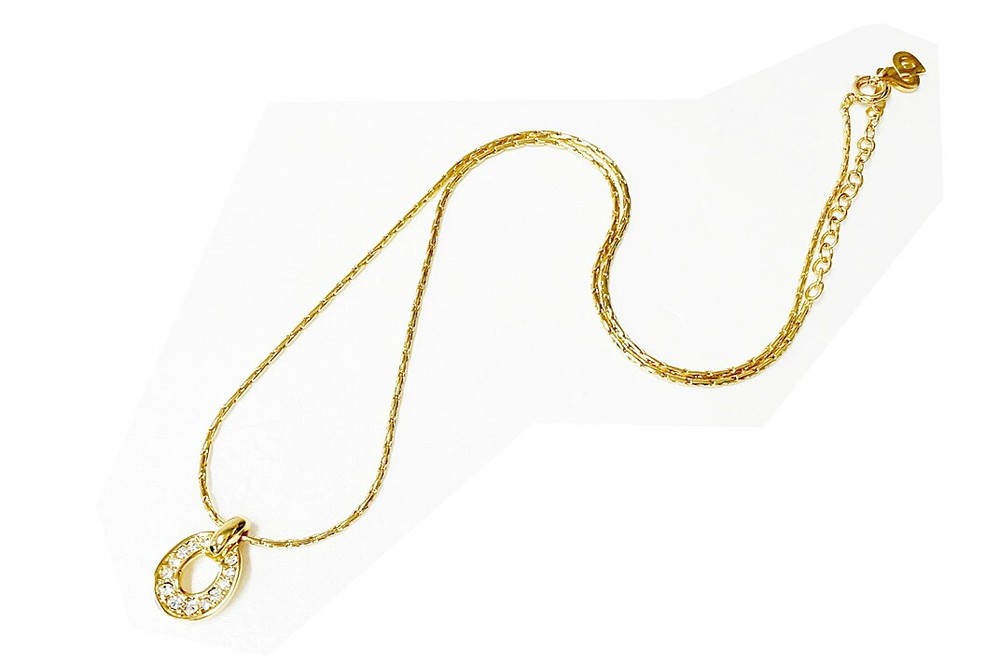 Dior Y0618 Rhinestone Necklace Ring GP Popular Used 5232