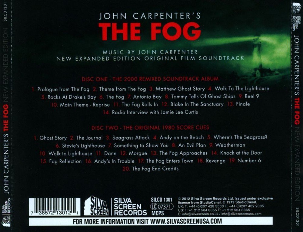 JOHN CARPENTER FOG [ORIGINAL MOTION PICTURE SOUNDTRACK] NEW CD