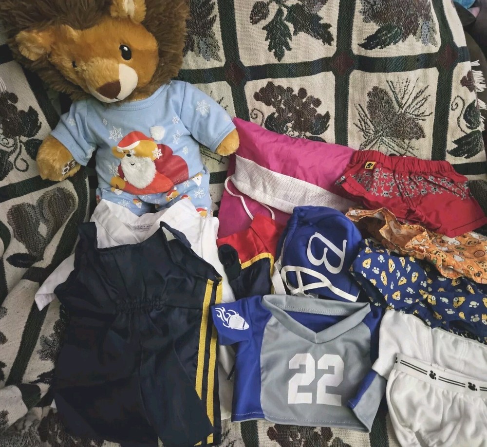 Build A Bear Lovable Lion Plush Stuffed Animal W/4 Outfits & 4 Boxers Lot S1