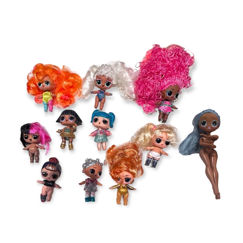 Mixed Lot of 11 LOL Dolls from 2016-2019 Including Hair Goals Baby Glam Glitter & More