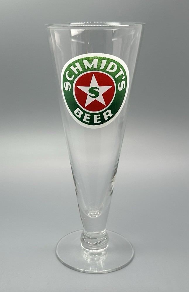 Schmidt Beer Pilsner Glass / Vtg Tavern Barware Advertising / Man Cave Bar Decor