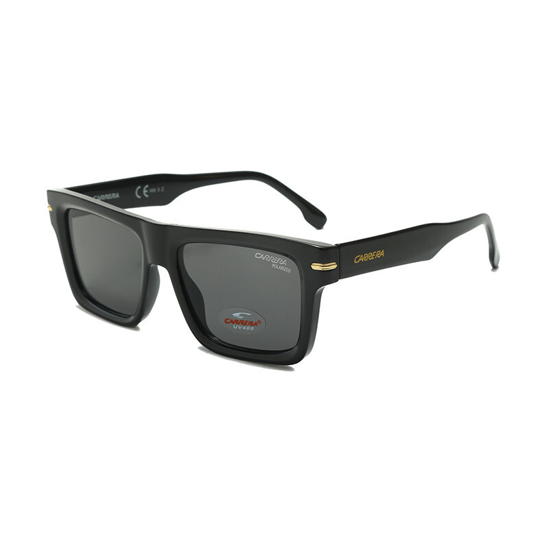 Men Women Retro Outdoor Sqaure Bright Black Carrera Sunglasses Glasses+Box C305