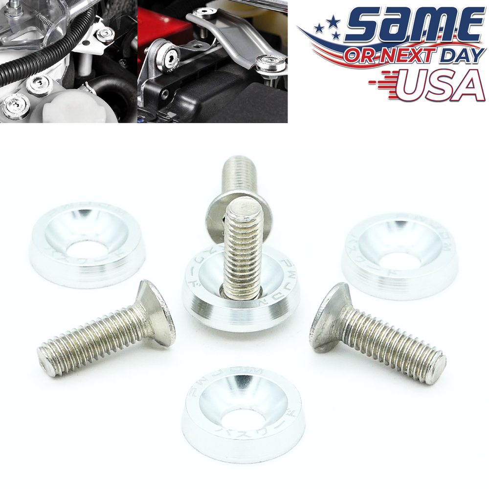 JDM Silver Aluminum Fender Washers 10-PC Engine Bolt Dress Up Kit USA Made-image