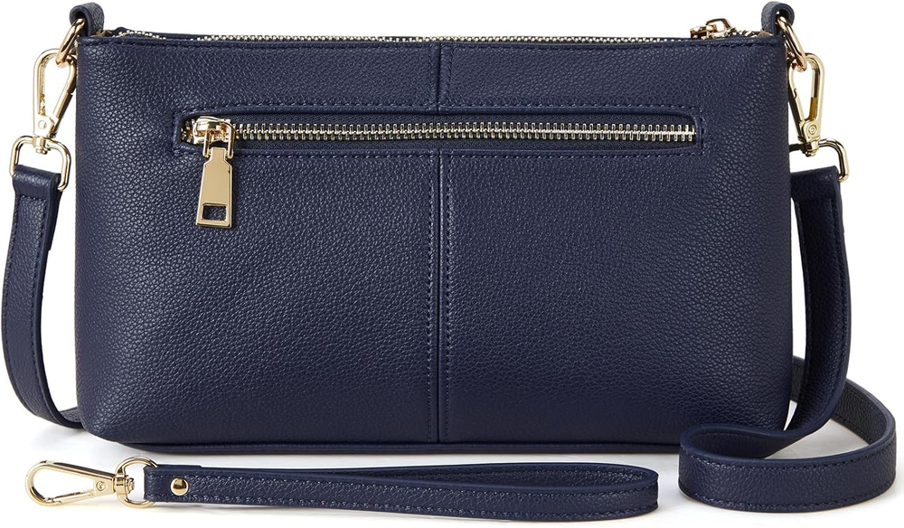 Small Crossbody Purse Leather Wristlet Purse for Women with Zipper Pocket Casual