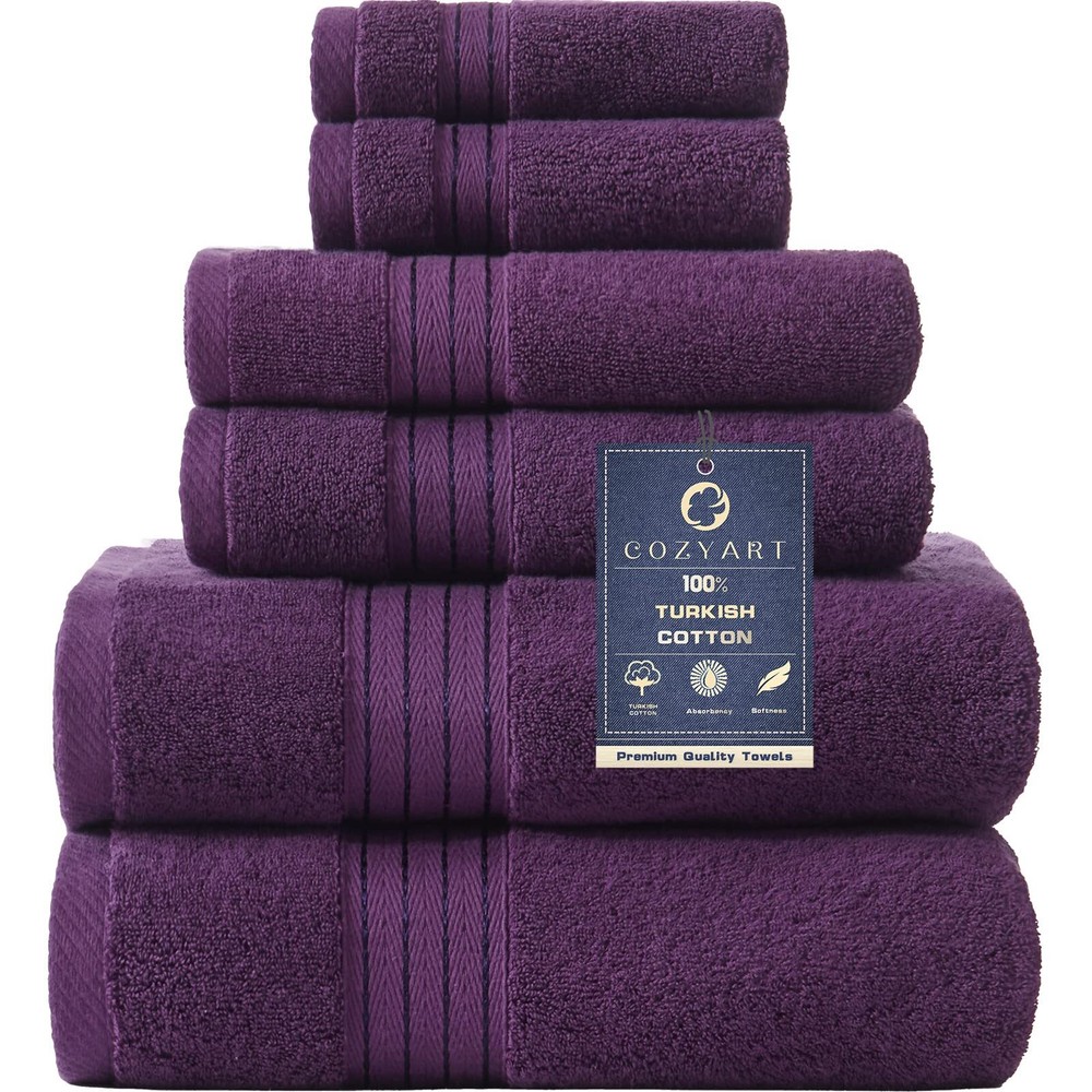 Luxury 650 GSM Turkish Cotton Towel Set - 2 Bath, 2 Hand, 2 Washcloths