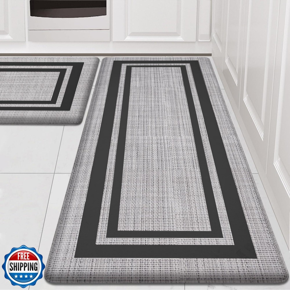 WEZVIX Anti-Fatigue Kitchen Floor Mat Set - 2-Pack Extra Thick Cushioned 1/2 Inch Comfort Mat