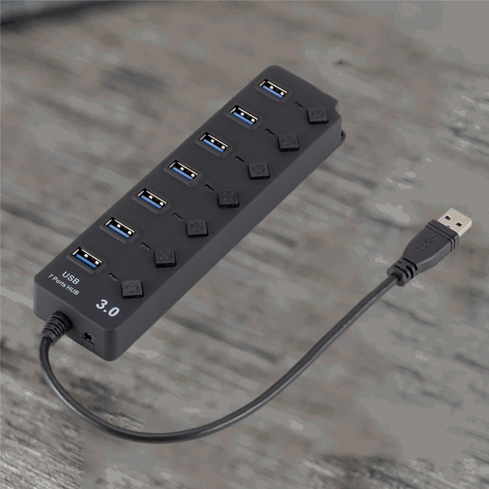 7-Port USB Hub with High-Speed Data Transfer & Multi-Device Connectivity