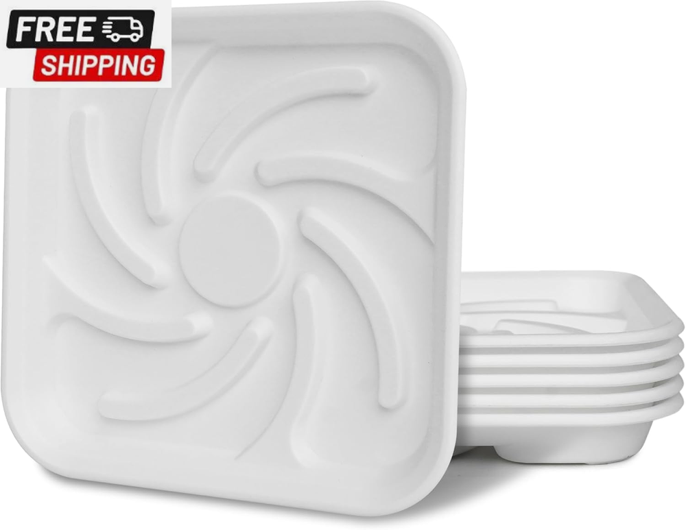 6 Pack Plant Saucer, Heavy Duty Plastic Plant Saucer for Indoors & Outdoors, Thi