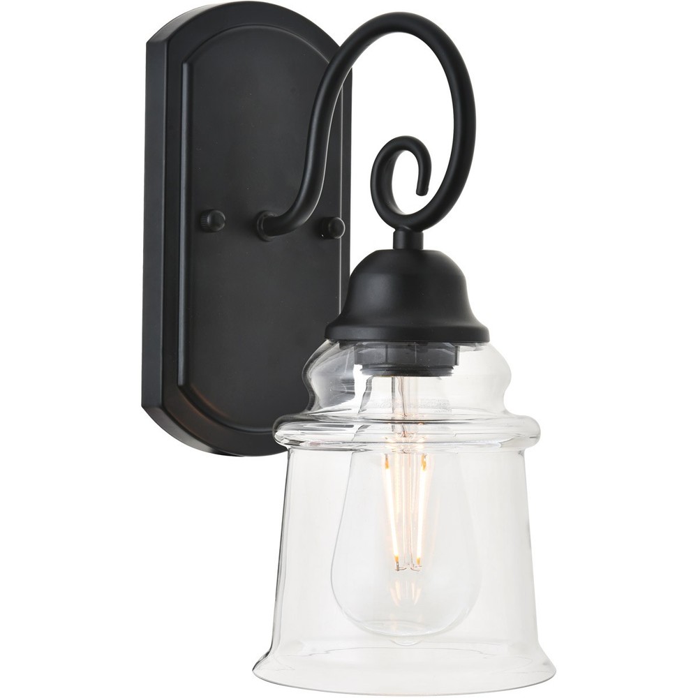 Elegant Black Clear Spire 1-Light 12 Inch Wall Sconce Ld4007w5
