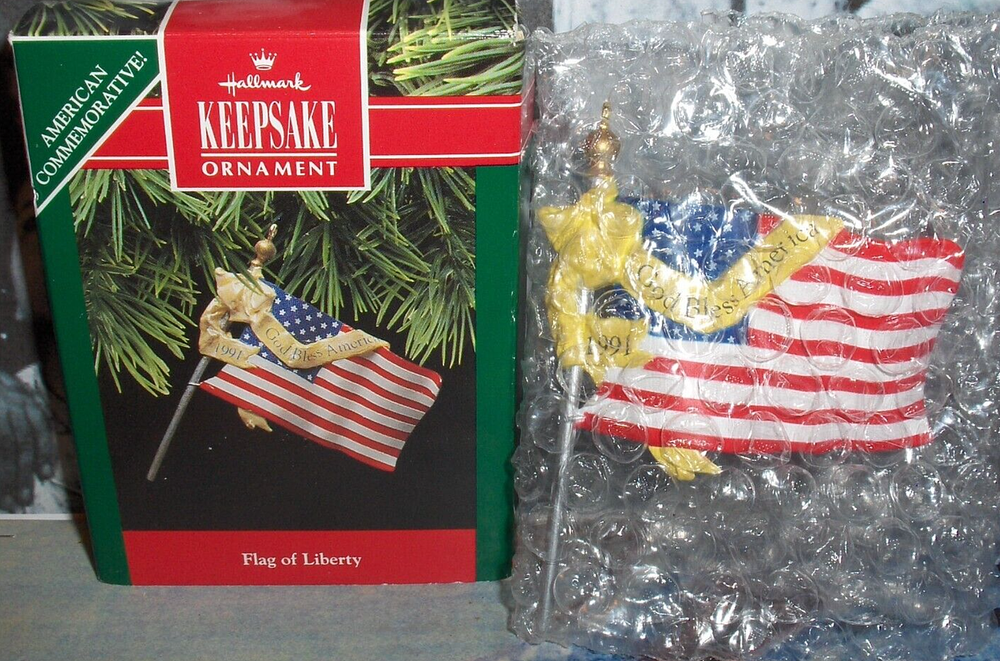 Flag Of Liberty`1991`Red White And Blue, United States Flag.Hallmark Ornament