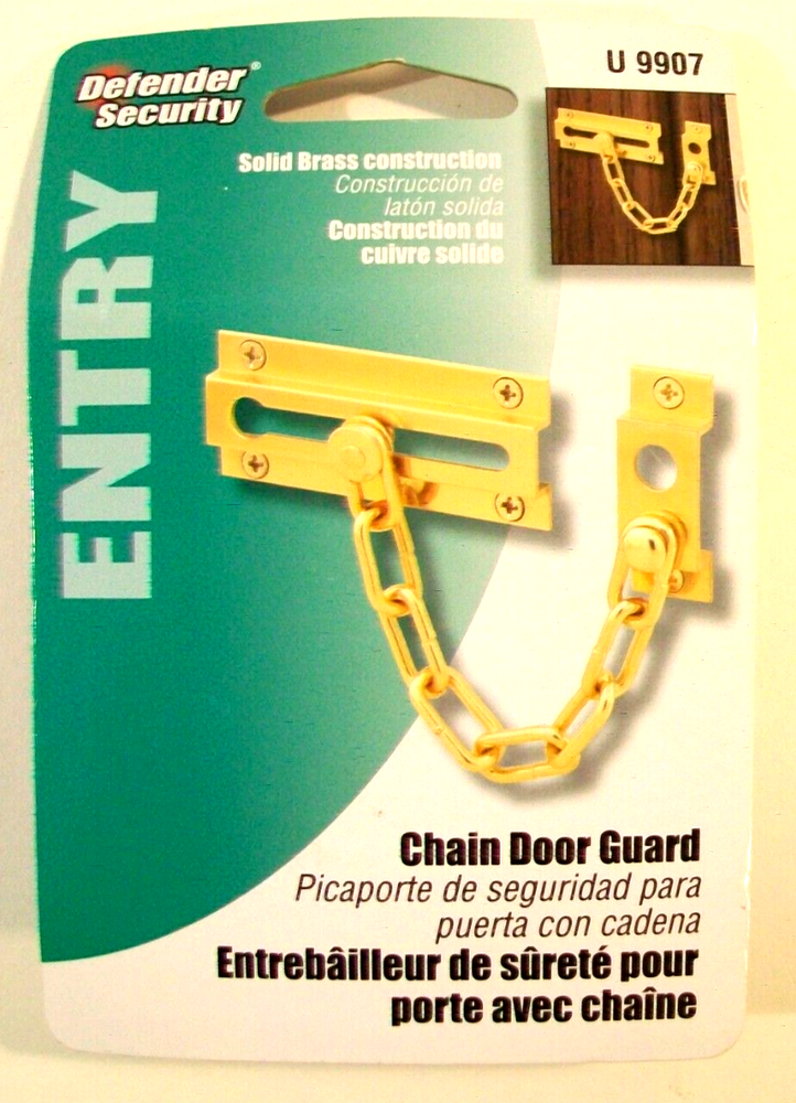 New Defender Security Brass Slide Chain Door Guard Entry Door Lock, #U9907