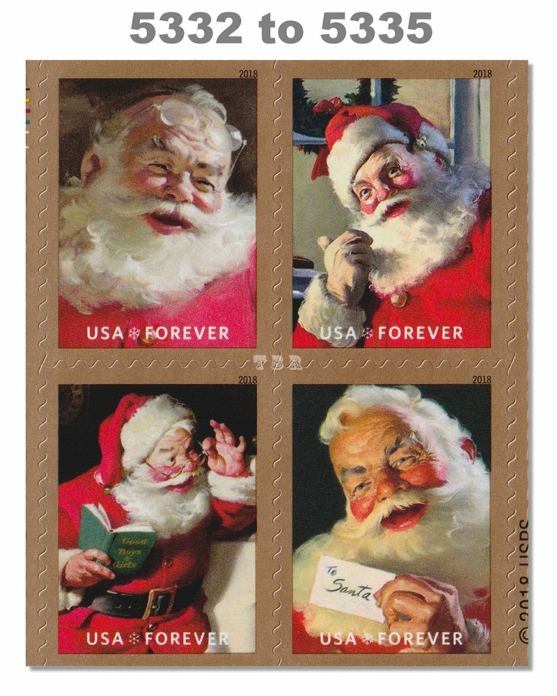 5332-35 5335a Sparkling Holidays Block of 8 Double-Sided Pane 2018 MNH - Buy Now-image