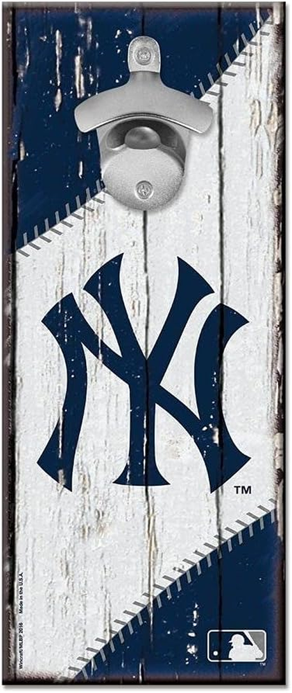 New York Yankees Themed 5x11 Wood Bottle Opener in Team Colors