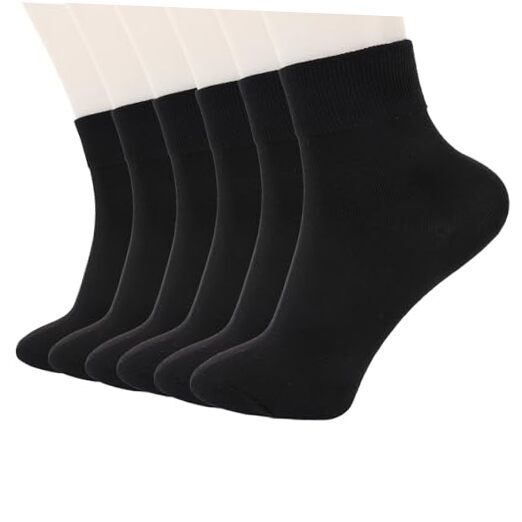 Womens Thin Cotton Socks Soft Breathable Moisture Wicking Ankle Crew 5-9 Black