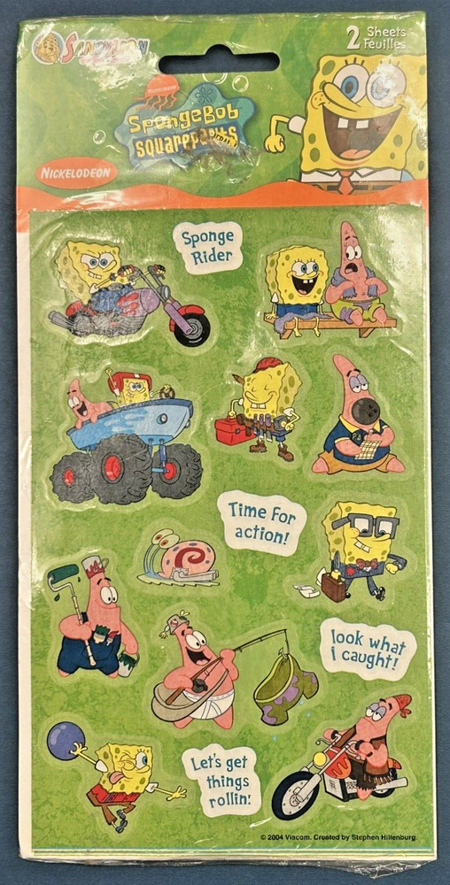 2003 Vintage Sponegbob Squarepants Nickelodeon Stickers Unopened Pack Of 2