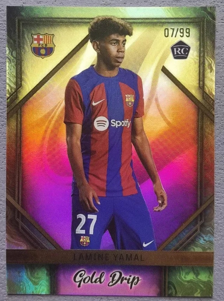 2024 Topps Barcelona Team Set Lamine Yamal #GD-5 Gold Drip Rookie RC Pink /99 SP