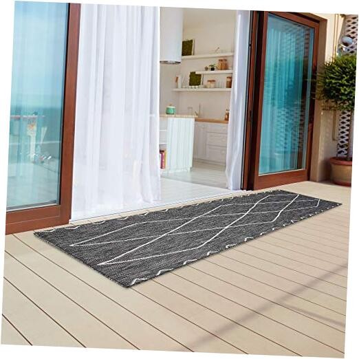 Turkish Woven Indoor/Outdoor Rug – Geo Moroccan Design for Backyard or Home