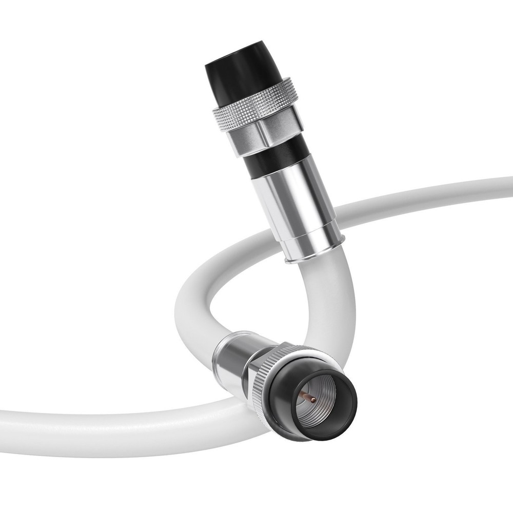 6ft Weatherproof White RG6 Coaxial Cable with Booted Connectors