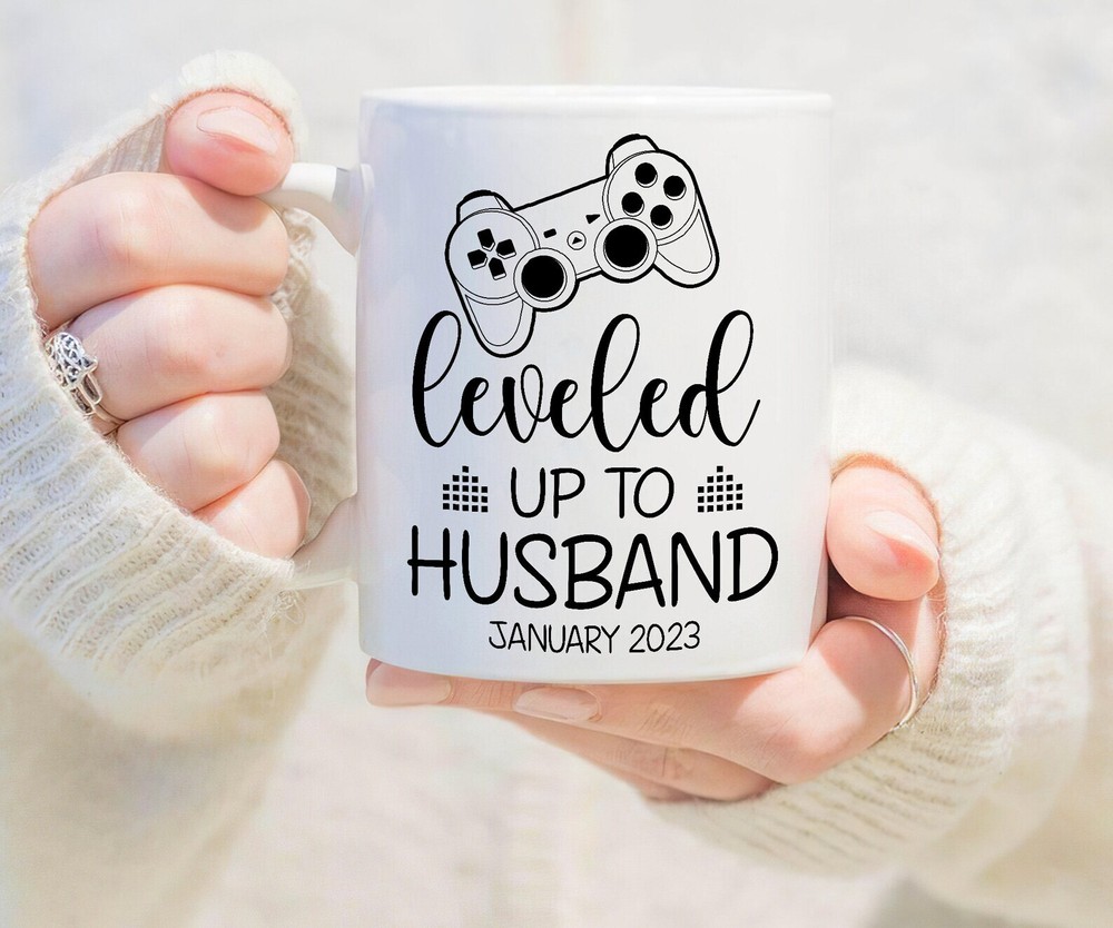 Personalized Leveled Up To Husband Coffee Mug New Husband Mug Engagement Gift