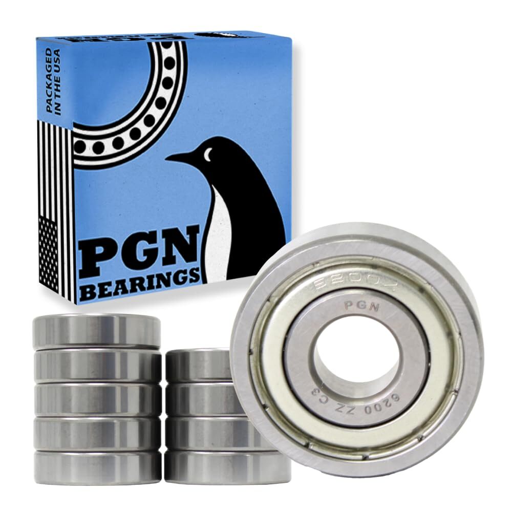 PGN (10 Pack) 6200-ZZ Bearing - Lubricated Chrome Steel Sealed Ball Bearing -...