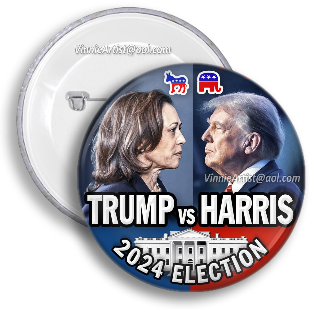 Donald Trump vs Kamala Harris Button 2024 President Election Badge Collectible
