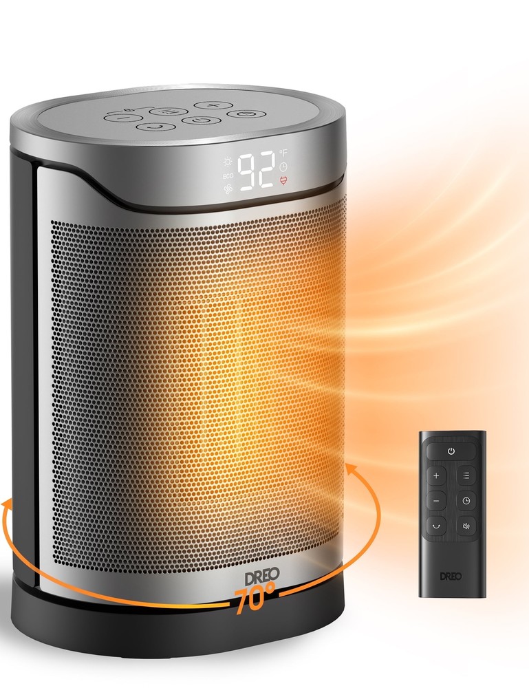 Space Heaters for Home, Portable Heater with Remote, 70℃ Oscillation, 1500W PTC