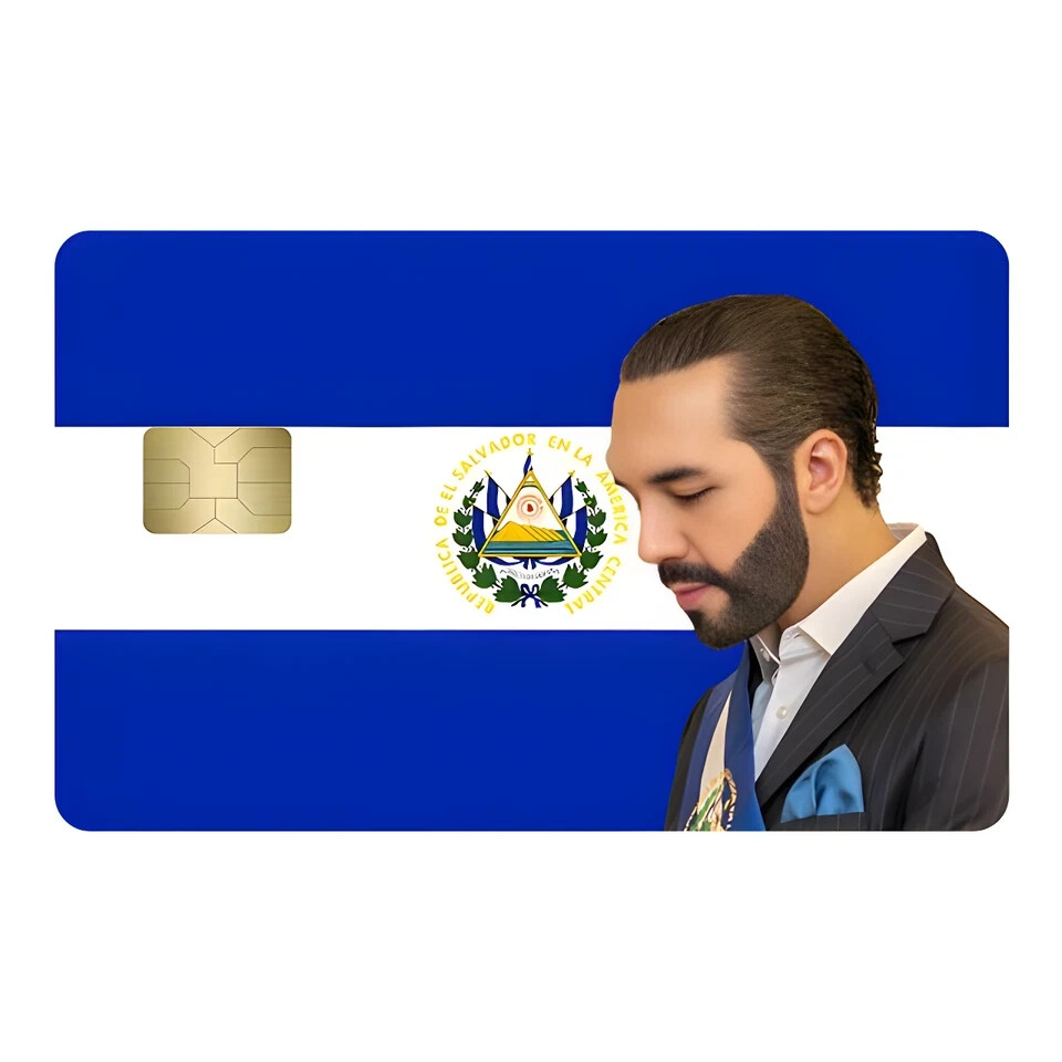 El Salvador With Bukele Credit Card Sticker Skin Vinyl Card Cover Pack of 2