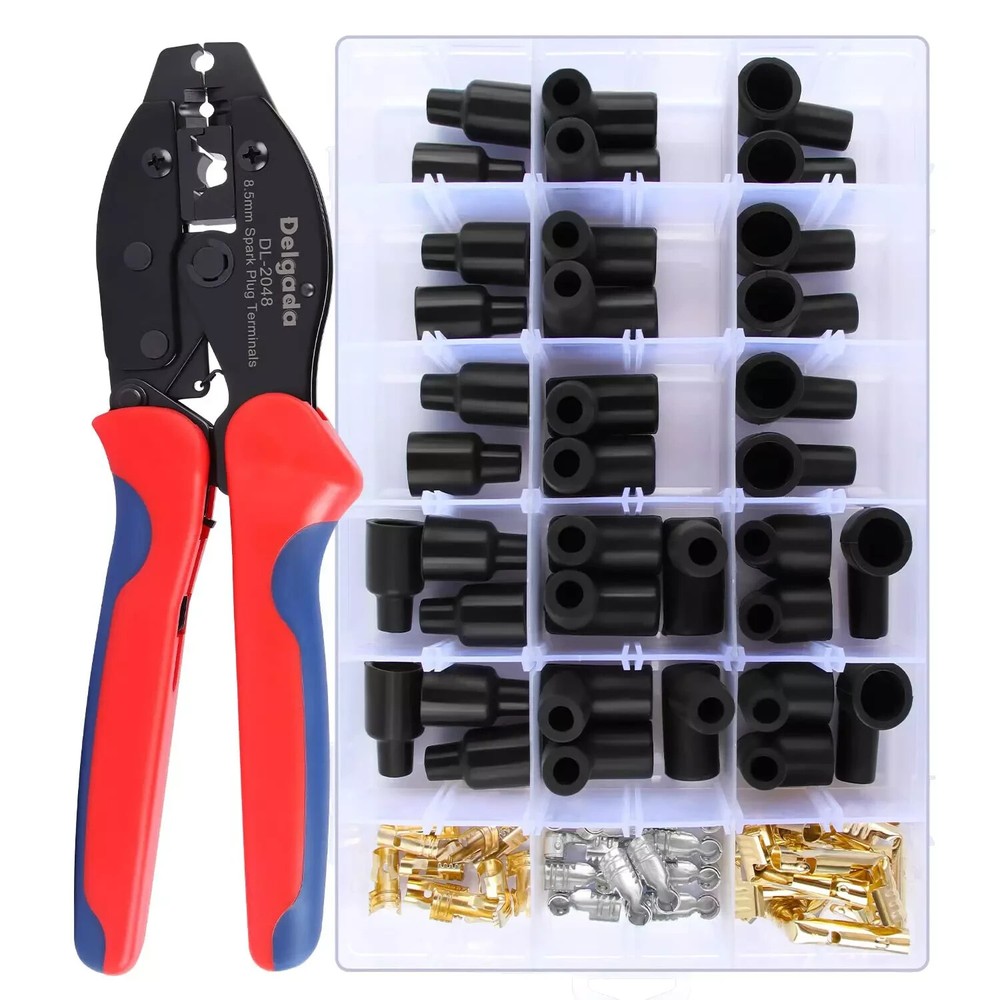 Spark Plug Crimper Kit, Delgada Spark Plug Wire Crimper and 36-Pack Boot Termina