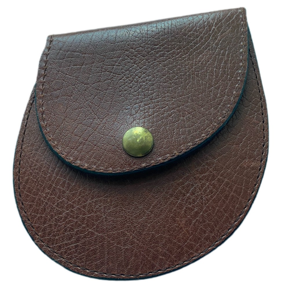 Brown Leather Credit Card Holder with Snap Closure - 6.25