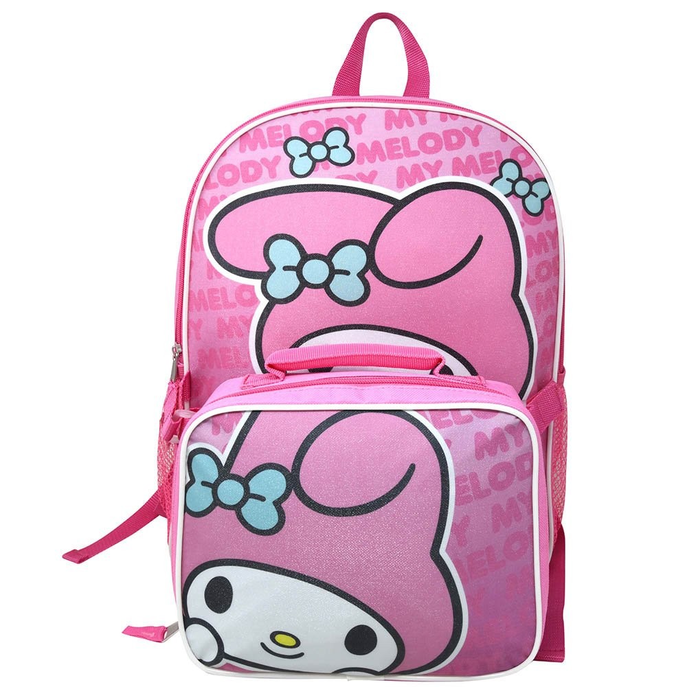Hello Kitty and Friends Large 16 Inch Pink My Melody Backpack with Lunch Bag