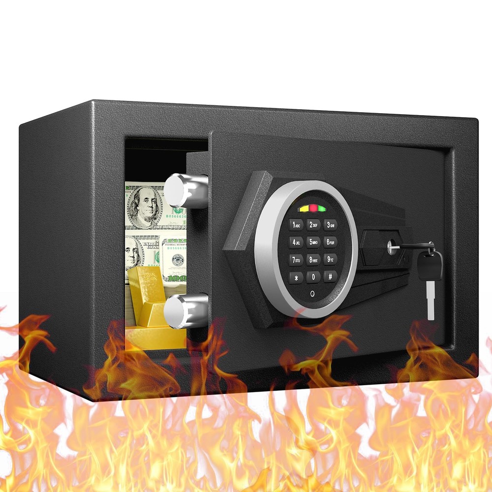 Fireproof Digital Safe Box 0.5 Cu Ft with Keypad Anti-Theft for Home Valuables