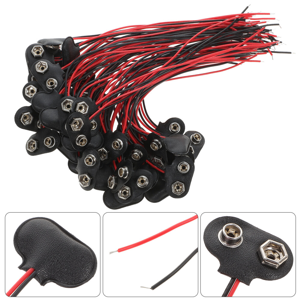50 Pcs 9v Battery Connector with Exposed Ends for Electronics