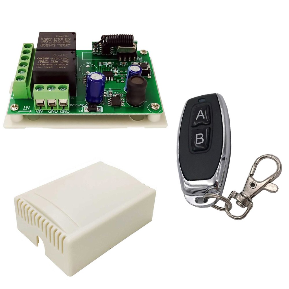 433MHz Universal Wireless Remote Control DC 6V 12V 24V 2CH RF Relay Transmitter