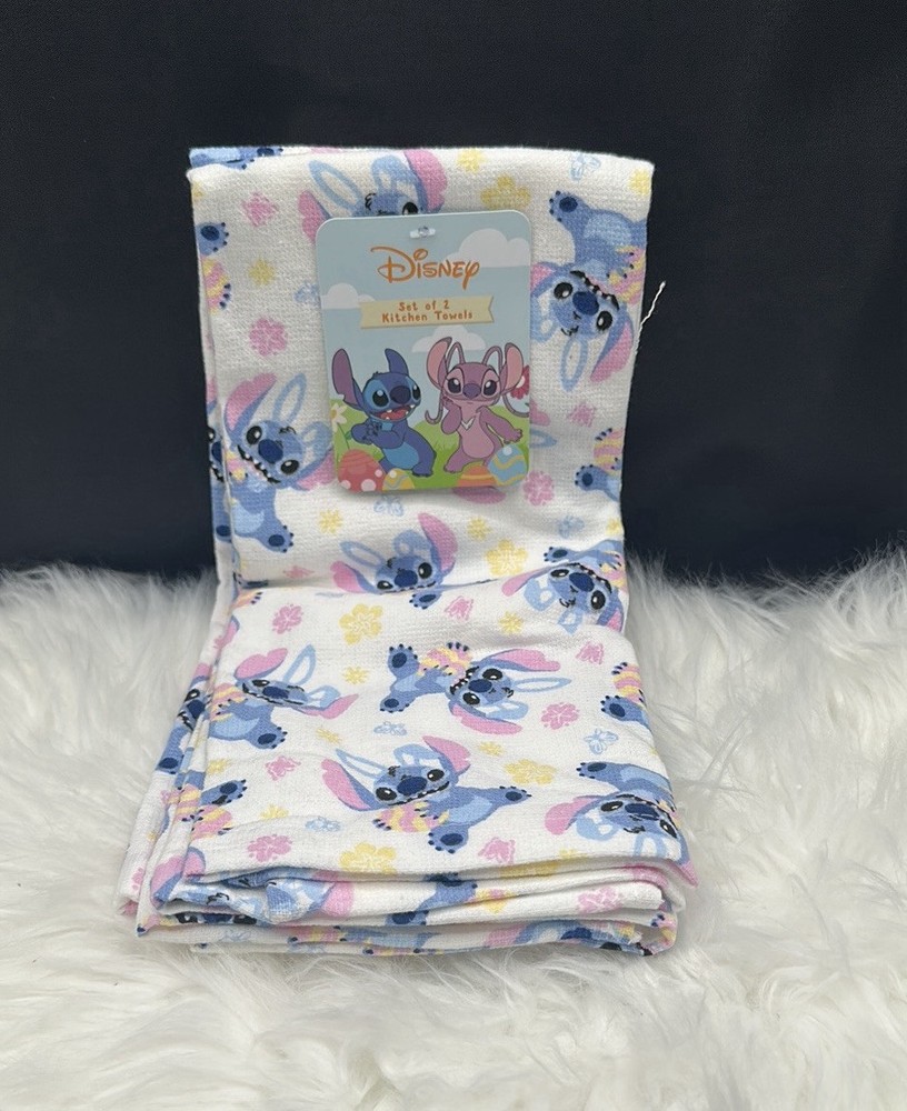 Disney Stitch Easter Kitchen Towels Set of 2 Cute Holiday Dish Towels