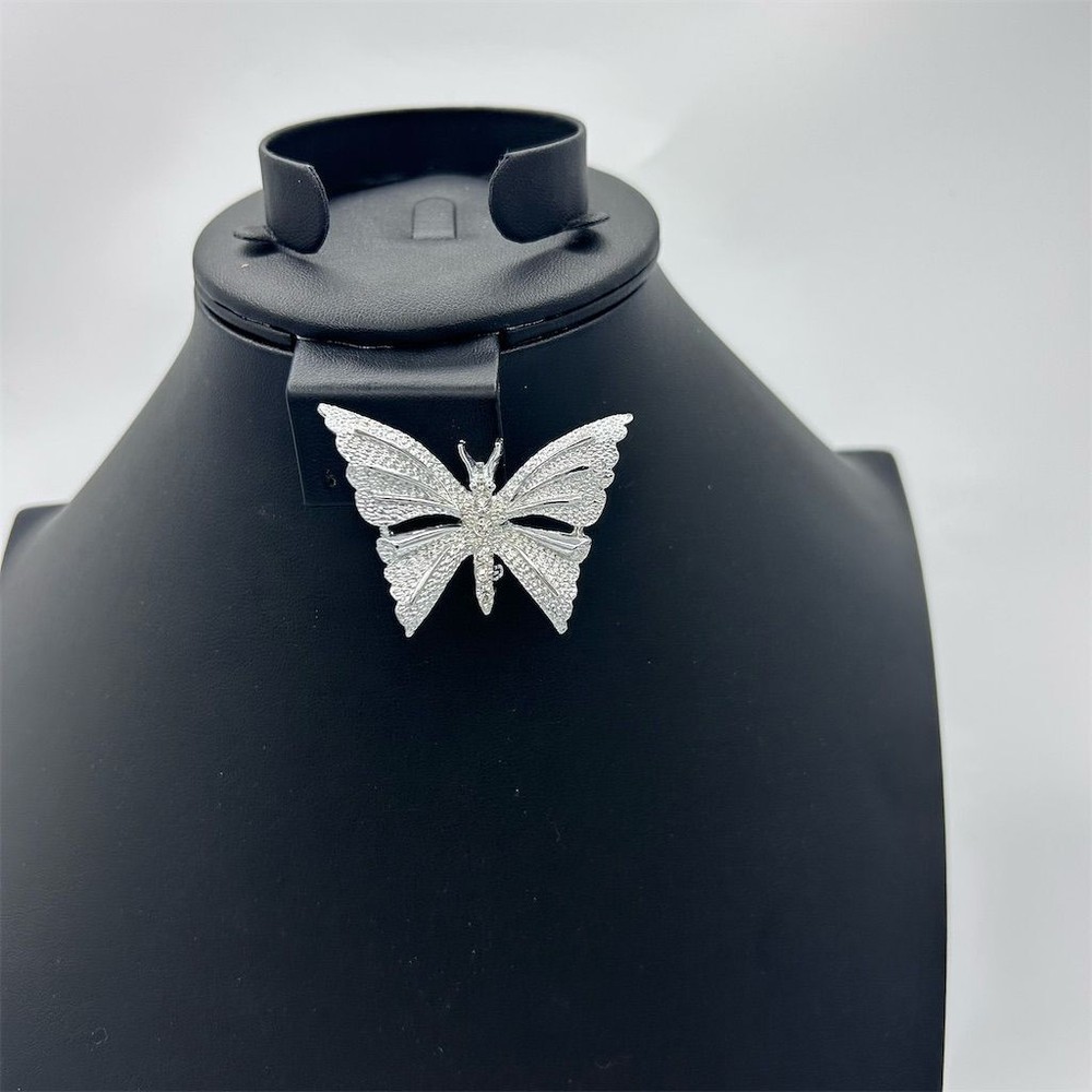 Vintage Gerry's Silver Butterfly Brooch with Clear Rhinestones