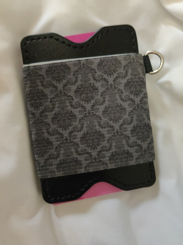 Credit Card and ID Lanyard Badge Holder for Women in Stylish Black and Gray Design-image