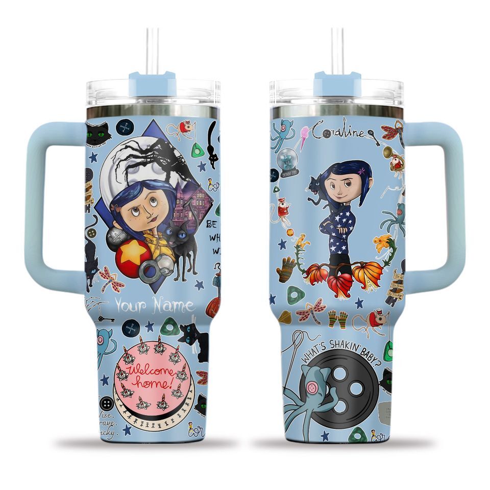Custom Coraline 40oz Tumbler with Doll Design