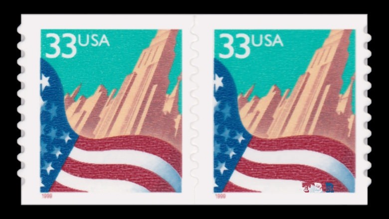 3281d Pair City Flag 33c Scarce Smallest Date 1.2mm Type I 1999 MNH - Buy Now-image