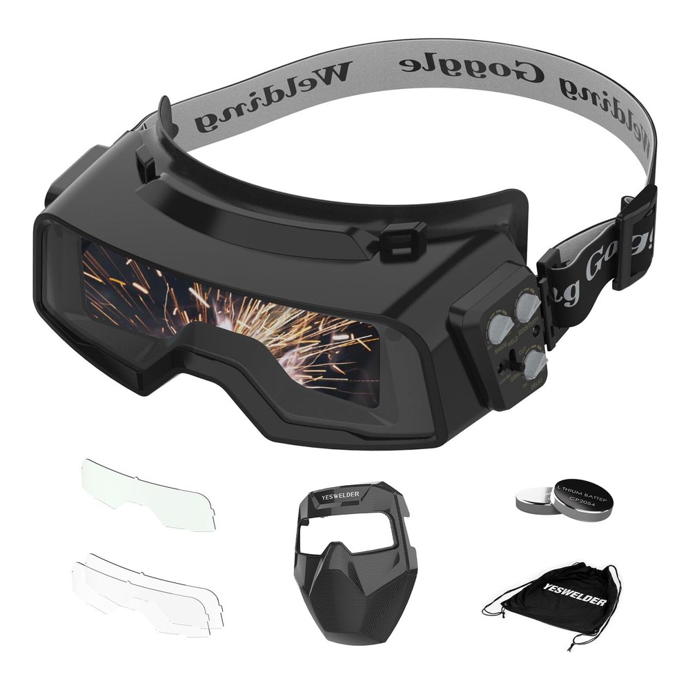 YESWELDER Auto-Darkening Welding Goggles Shade 4-13 with Grind Mode Checkerboard Design