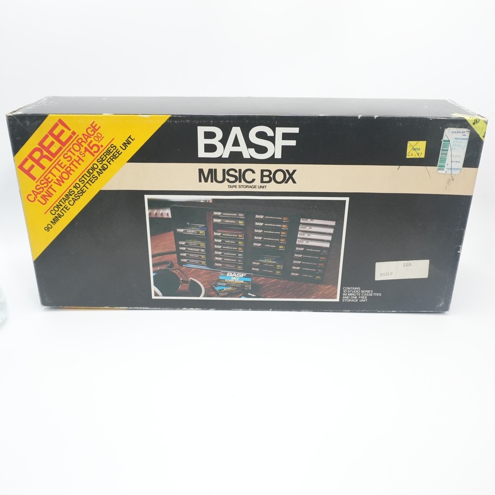 NOS BASF MUSIC BOX: CASSETTE TAPE STORAGE UNIT ONLY