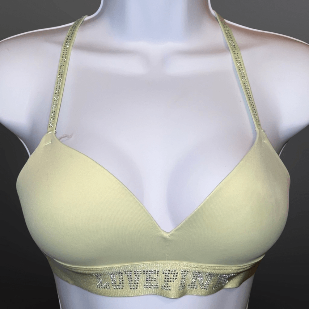 Victoria’s Secret Lime Green Bling Straps Everywhere Wireless Push Up Bra  34B