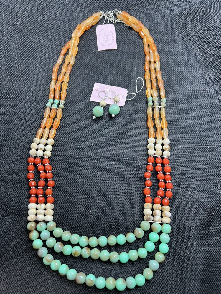 Garold C. Miller Triple Strand Necklace & Earrings