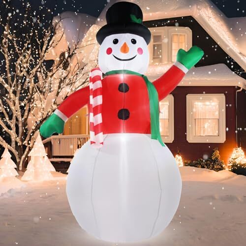 Inflatable Christmas Outdoor Decorations, 8FT Blow Up Yard Decoration Snowman