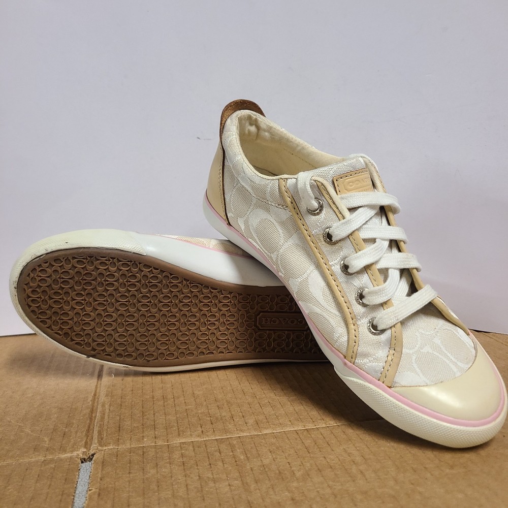 Coach Britt Brown Logo Sneakers for Women Size 7.5M Signature Style