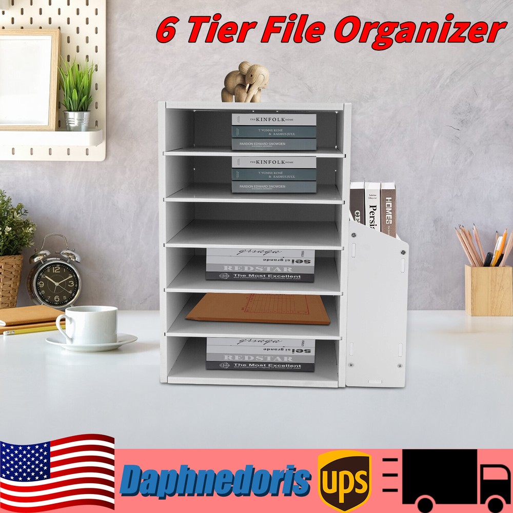 6-Tier PVC Board Desktop File Organizer Letter Document Folder Office Tray Holder